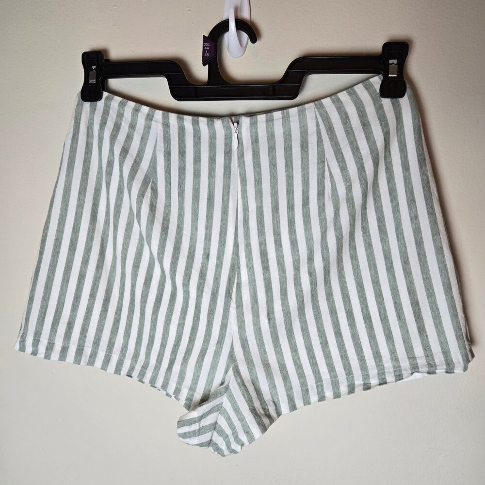 L'Academie Los Angeles Shorts Green White Striped High‎ Waisted Vaca Size M - Picture 3 of 7